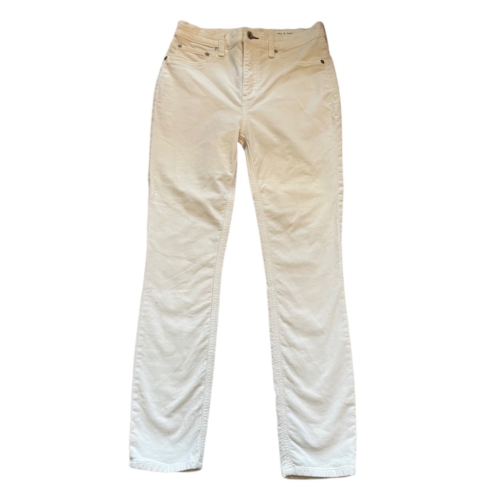 Rag & Bone High Rise Skinny Velvet Pants - Antique White - Picture 3 of 12